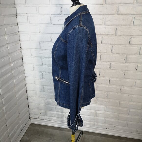 Together Ladies Size 12 Medium Wash Full Zip Fitted at the Waist Jean Jacket - Picture 6 of 10